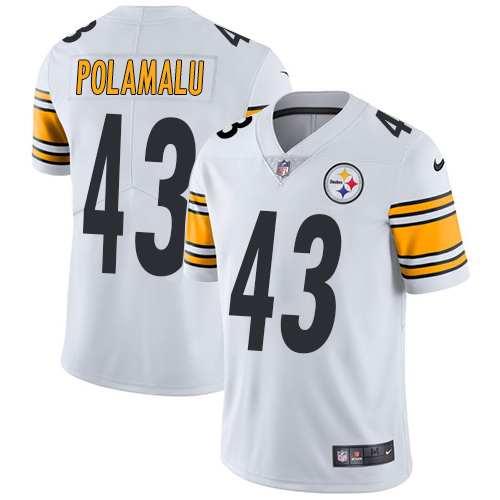 Steelers #43 Troy Polamalu White Youth Stitched Vapor Untouchable Limited Jersey