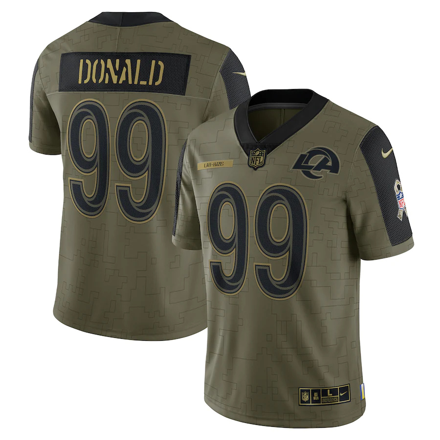 Los Angeles Rams #99 Aaron Donald Olive 2021 Salute To Service Limited Player Jersey