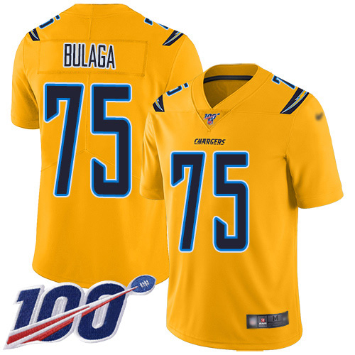 Los Angeles Chargers #75 Bryan Bulaga Gold Youth Stitched Limited Inverted Legend 100th Season Jersey Youth