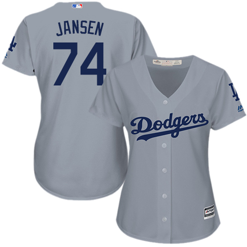 Los Angeles Dodgers #74 Kenley Jansen Grey Alternate Road Women's Stitched Jersey Womens