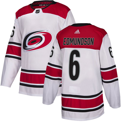 Adidas Carolina Hurricanes #6 Joel Edmundson White Road Authentic Stitched Jersey Men's