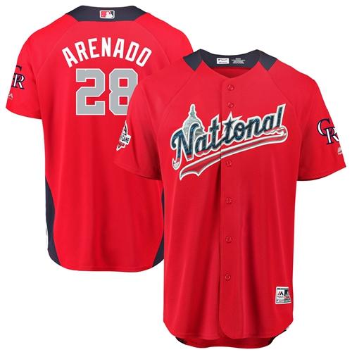 Colorado Rockies #28 Nolan Arenado Red 2018 All-Star National League Stitched Jersey Men's