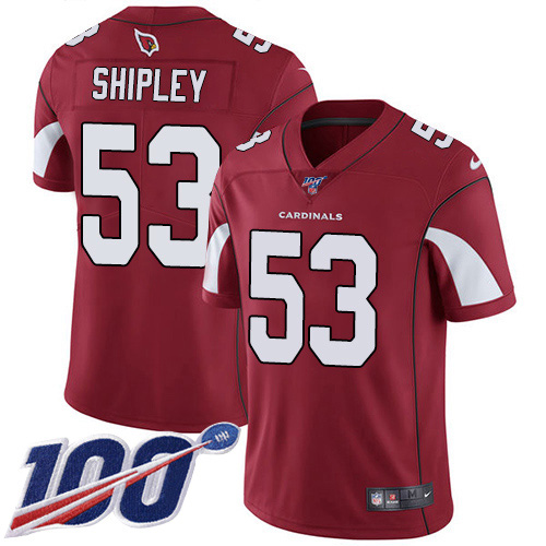 Arizona Cardinals #53 A.Q. Shipley Red Team Color Men's Stitched 100th Season Vapor Limited Jersey Men's