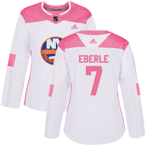 Adidas New York Islanders #7 Jordan Eberle White/Pink Authentic Fashion Women's Stitched Jersey Womens