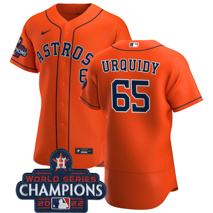 Houston Astros #65 Jose Urquidy Orange 2022 World Series Champions Orange Alternate Authentic Team Jersey