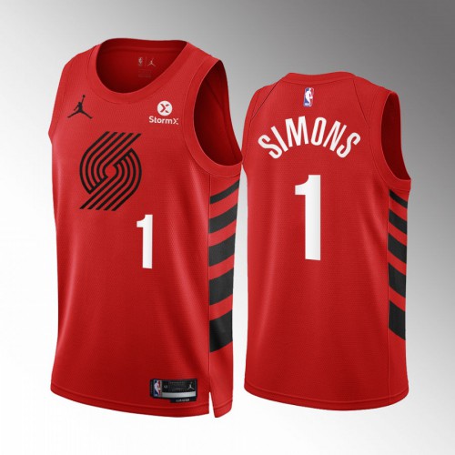 Portland Trail Portland Trail Blazers #1 Anfernee Simons Red Mens Statement Edition Swingman Jersey Mens