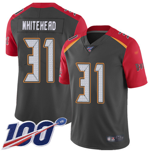 Tampa Bay Buccaneers #31 Jordan Whitehead Gray Men's Stitched Limited Inverted Legend 100th Season Jersey Men's