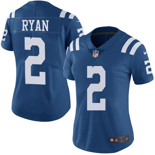 Colts #2 Matt Ryan Royal Blue Women's Stitched Limited Rush Jersey