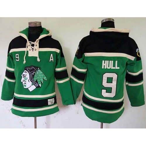 Chicago Blackhawks #9 Bobby Hull Green St. Patrick's Day McNary Lace Hoodie Stitched Jersey Men's