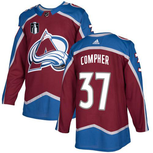 Adidas Colorado Avalanche #37 J.T. Compher Burgundy Youth 2022 Stanley Cup Final Patch Home Authentic Stitched Jersey Youth