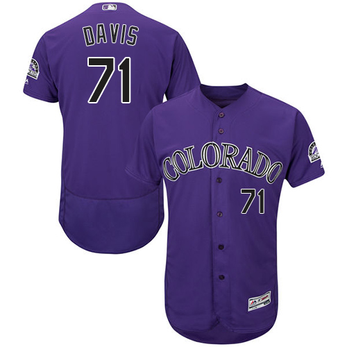 Colorado Rockies #71 Wade Davis Purple Flexbase Authentic Collection Stitched Jersey Men's