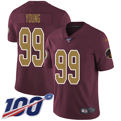 Commanders #99 Chase Young Burgundy Red Alternate Men's Stitched 100th Season Vapor Untouchable Limited Jersey