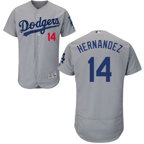 Los Angeles Dodgers #14 Enrique Hernandez Grey Flexbase Authentic Collection Stitched Jersey Men's