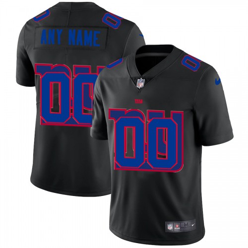 New York Giants Custom Men's Team Logo Dual Overlap Limited Jersey Black