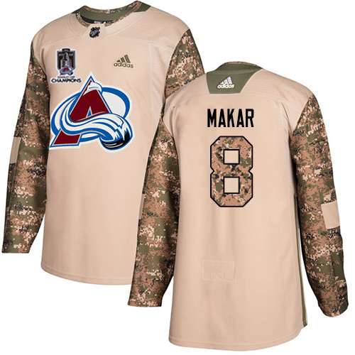 Adidas Colorado Avalanche #8 Cale Makar Camo Authentic Youth 2022 Stanley Cup Champions Veterans Day Stitched Jersey Youth
