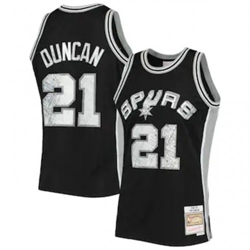 San Antonio Spurs #21 Tim Duncan Mitchell & Ness 1996-97 Hardwood Classics 75th Anniversary Diamond Swingman Jersey - Black Mens
