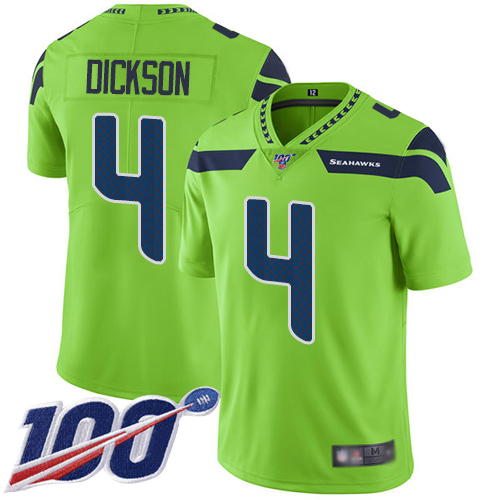 Seattle Seahawks #4 Michael Dickson Green Men's Stitched Limited Rush 100th Season Jersey Men's