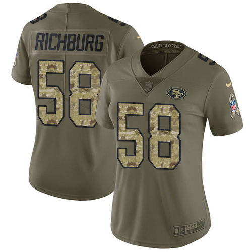 San Francisco 49ers #58 Weston Richburg Olive/Camo Women's Stitched Limited 2017 Salute to Service Jersey Womens