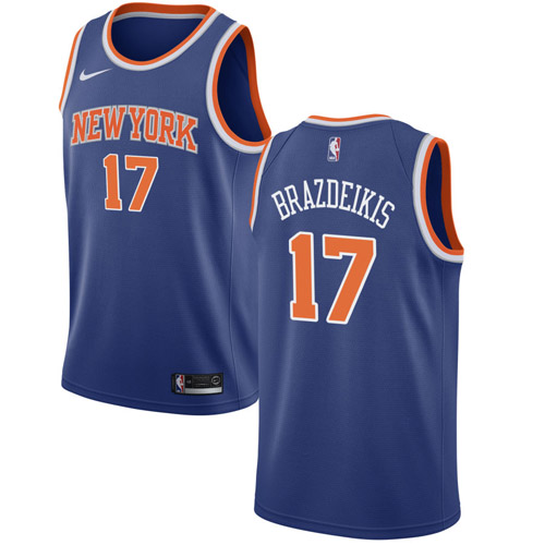 New York Knicks #17 Ignas Brazdeikis Blue Swingman Icon Edition Jersey Mens