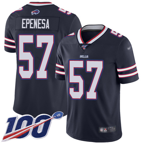 Buffalo Bills #57 A.J. Epenesas Navy Youth Stitched Limited Inverted Legend 100th Season Jersey Youth