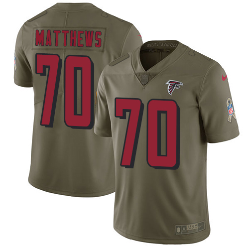 Atlanta Falcons #70 Jake Matthews Olive Men's Stitched Limited 2017 Salute To Service Jersey Men's