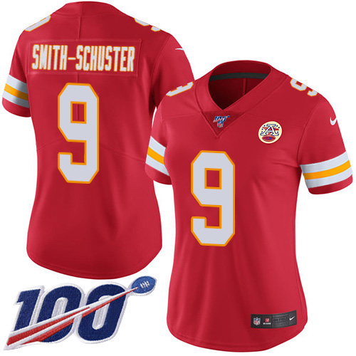 Chiefs #9 JuJu Smith-Schuster Red Team Color Women's Stitched 100th Season Vapor Limited Jersey