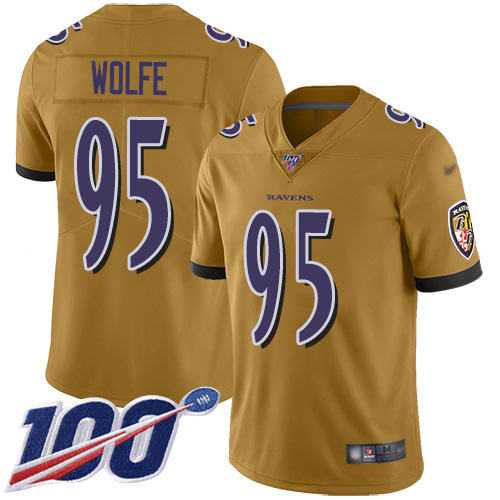 Baltimore Ravens #95 Derek Wolfe Gold Youth Stitched Limited Inverted Legend 100th Season Jersey Youth
