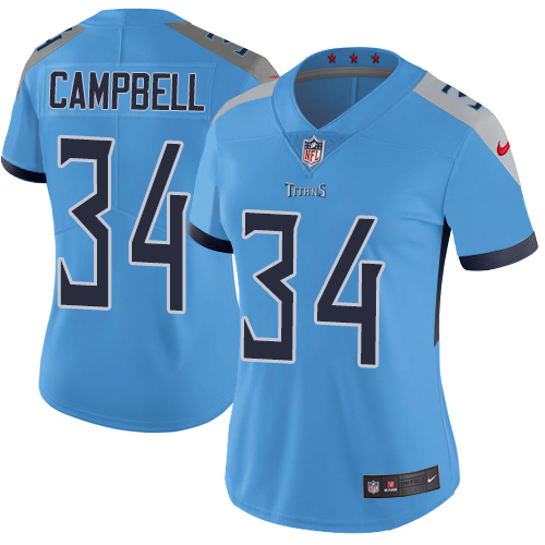 Tennessee Titans #34 Earl Campbell Light Blue Alternate Women's Stitched Vapor Untouchable Limited Jersey Womens