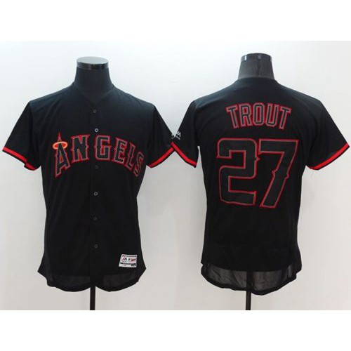 Los Angeles Angels of Anaheim #27 Mike Trout Black Fashion Flexbase Authentic Collection Stitched Jersey Men's