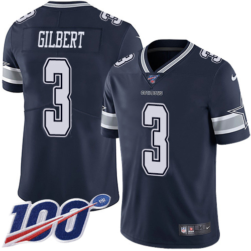 Dallas Cowboys #3 Garrett Gilbert Navy Blue Team Color Men's Stitched 100th Season Vapor Untouchable Limited Jersey Men's