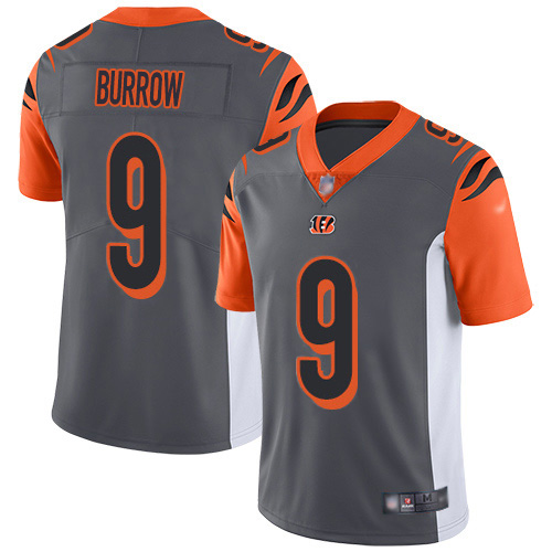 Bengals #9 Joe Burrow Silver Men's Stitched Limited Inverted Legend Jersey