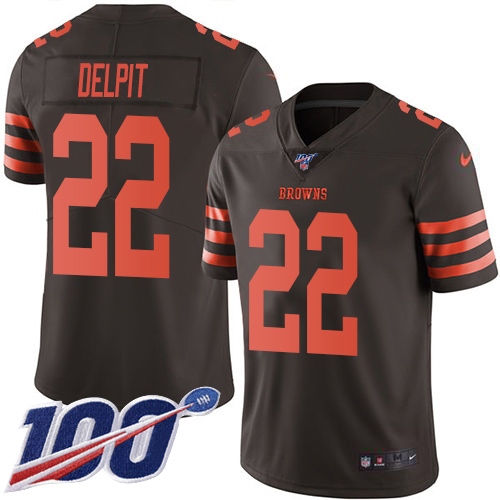Cleveland Browns #22 Grant Delpit Brown Men's Stitched Limited Rush 100th Season Jersey Men's