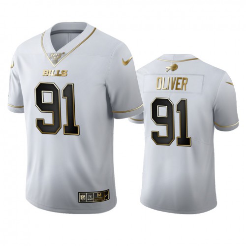Buffalo Buffalo Bills #91 Ed Oliver Men's White Golden Edition Vapor Limited 100 Jersey Men's