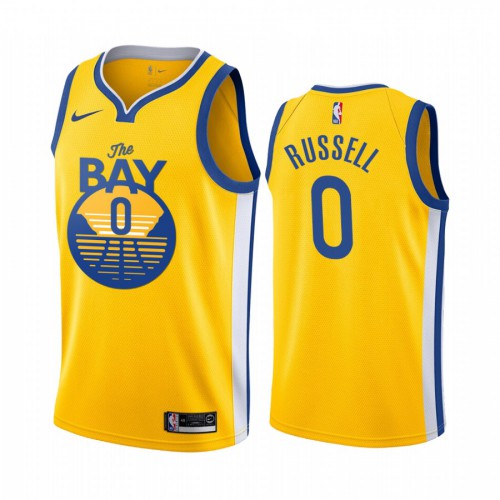 Golden State Warriors #0 DNngelo Russell 2019-20 Mens Yellow The Bay City Edition Jersey Mens