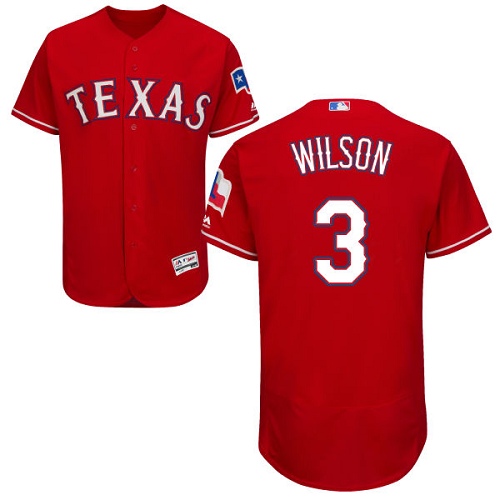 Texas Rangers #3 Russell Wilson Red Flexbase Authentic Collection Stitched Jersey Men's