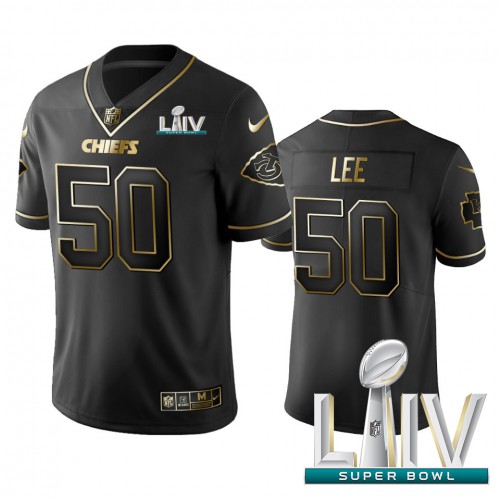 Kansas City Chiefs #50 Darron Lee Black Golden Super Bowl LIV 2020 Limited Edition Stitched Jersey Men's