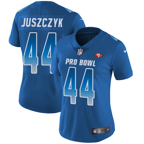 49ers #44 Kyle Juszczyk Royal Women's Stitched Limited NFC 2019 Pro Bowl Jersey