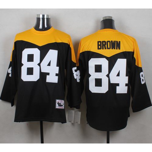 Mitchell And Ness 1967 Pittsburgh Steelers #84 Antonio Brown Black/Yelllow Throwback Men's Stitched Jersey Men's