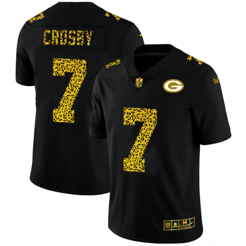 Green Bay Green Bay Packers #7 Mason Crosby Men's Leopard Print Fashion Vapor Limited Jersey Black Men's