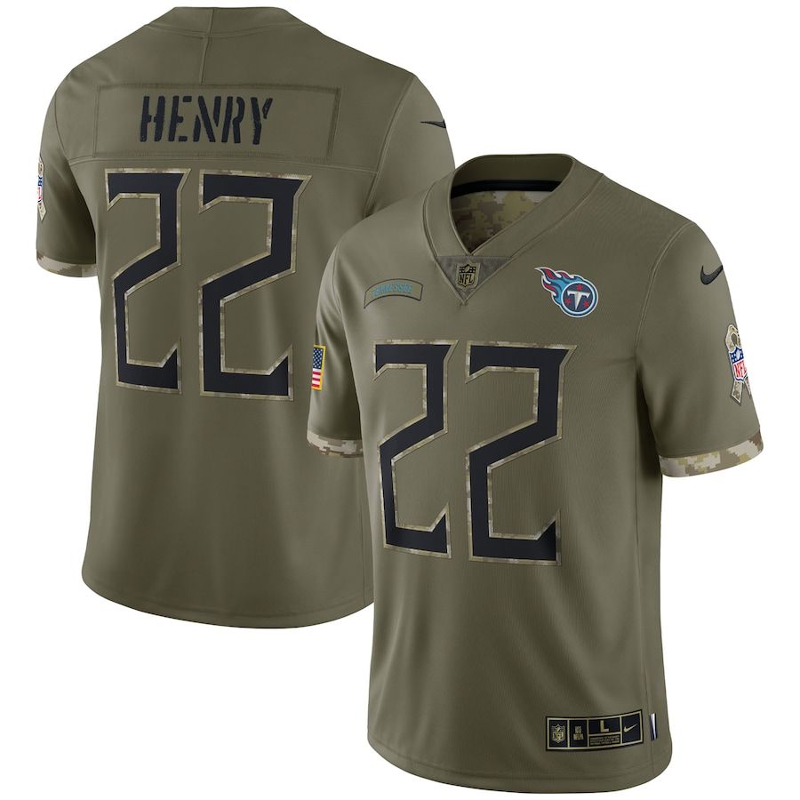 Tennessee Titans #22 Derrick Henry Men's 2022 Salute To Service Limited Jersey - Olive