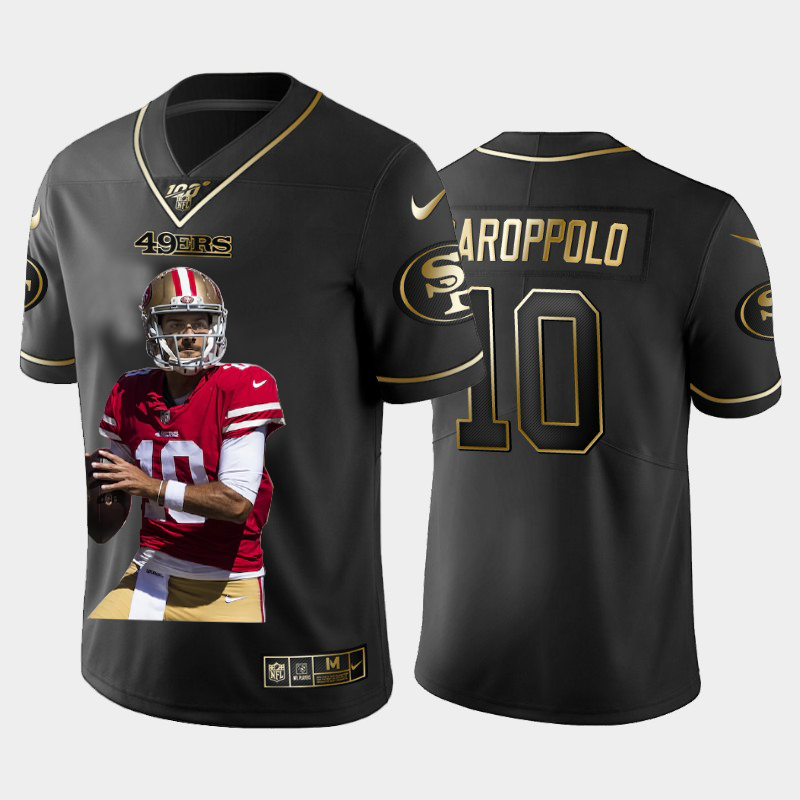 San Francisco 49ers #10 Jimmy Garoppolo Team Hero 4 Vapor Limited 100 Jersey Black Golden