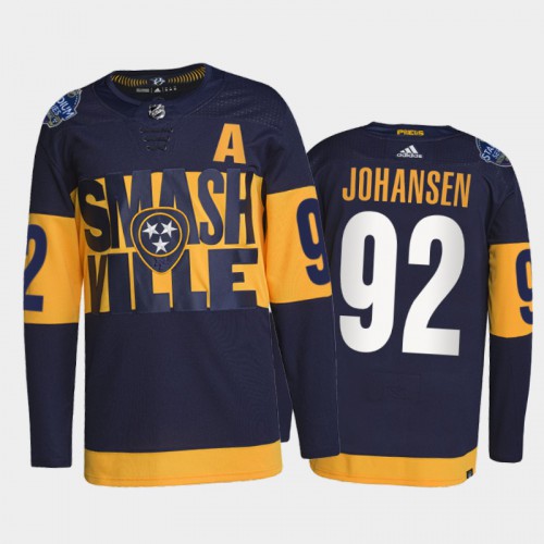 Adidas Nashville Predators #92 Ryan Johansen Men's 2022 Stadium Series Authentic Jersey - Navy Men's