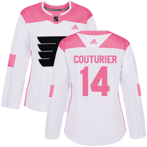 Adidas Philadelphia Flyers #14 Sean Couturier White/Pink Authentic Fashion Women's Stitched Jersey Womens