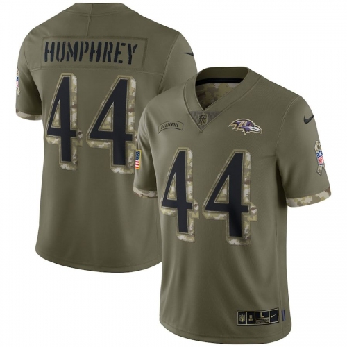 Women Baltimore Ravens #44 Marlon Humphrey 2022 Salute To Service Limited Jersey - Olive
