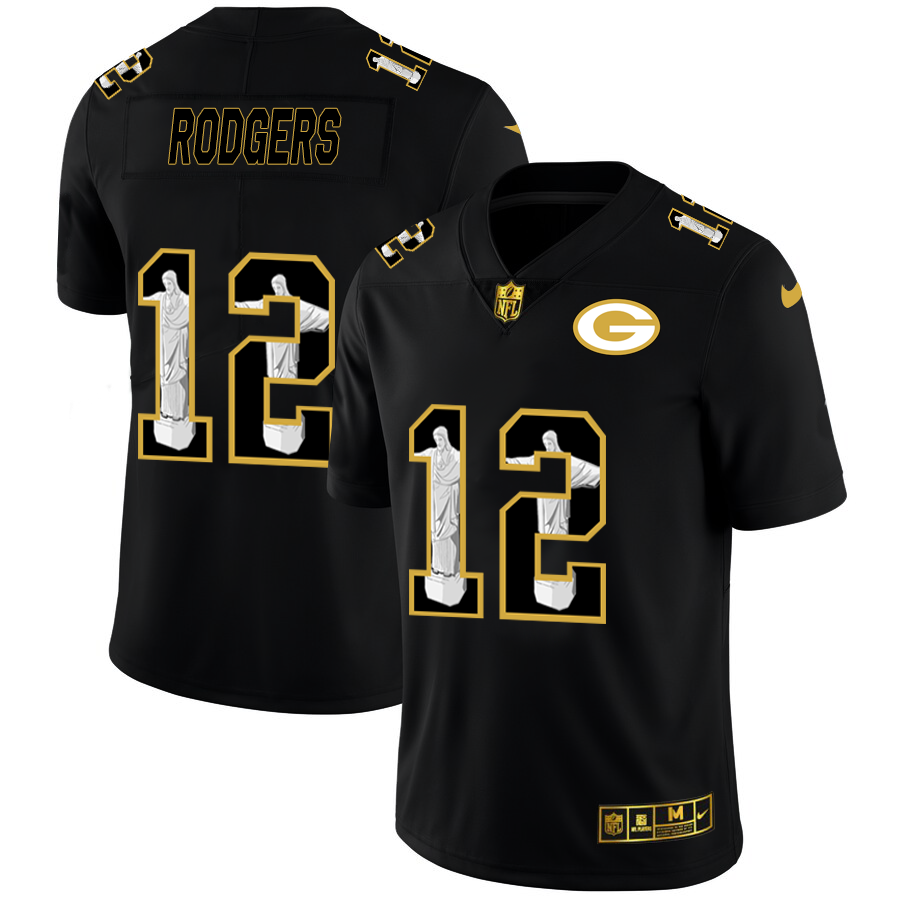Green Bay Packers #12 Aaron Rodgers Carbon Black Vapor Cristo Redentor Limited Jersey