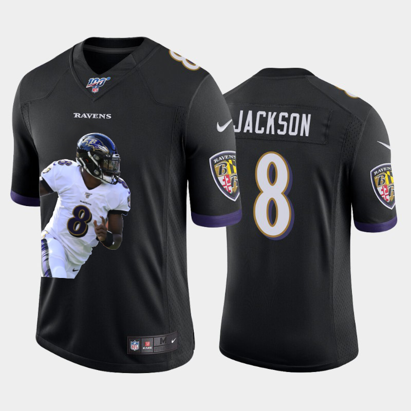 Baltimore Ravens #8 Lamar Jackson Team Hero 6 Vapor Limited 100 Jersey Black