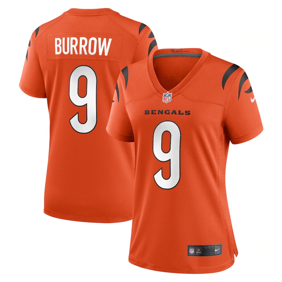 Cincinnati Bengals #9 Joe Burrow Orange Women's Alternate Game Jersey