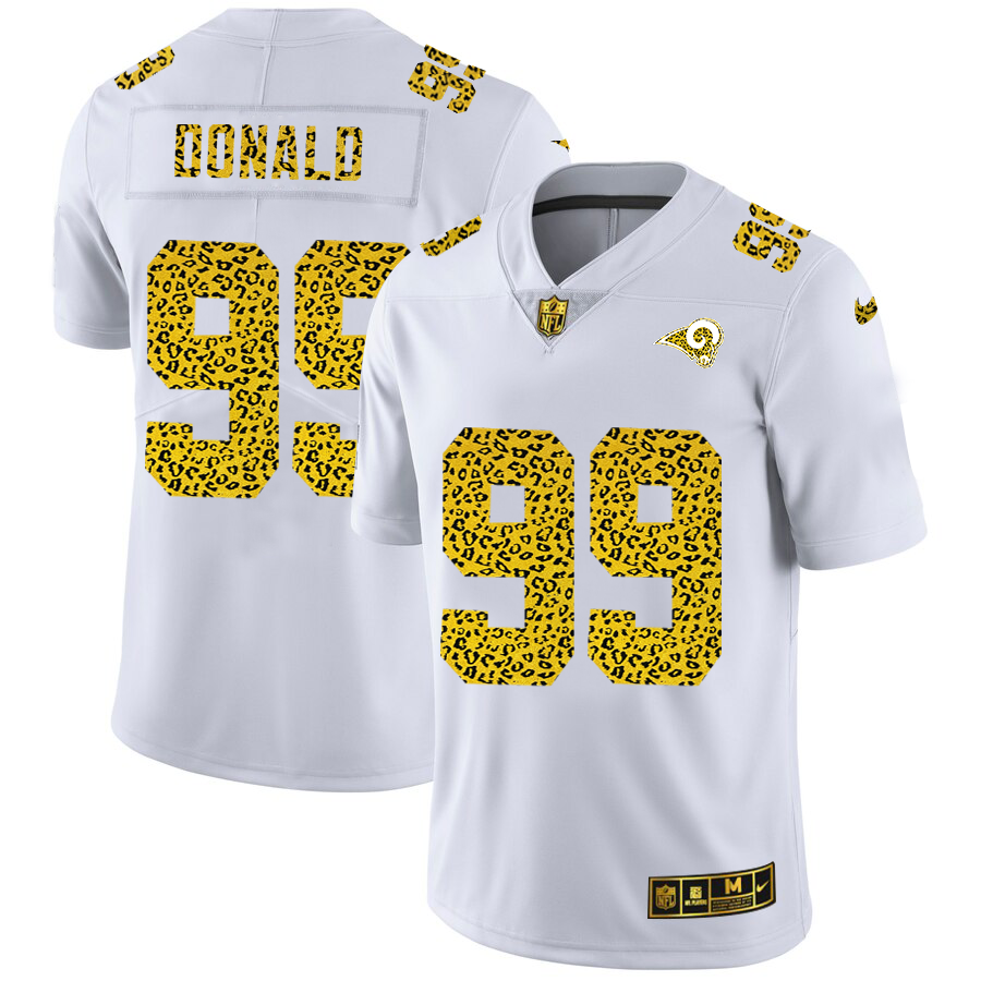 Los Angeles Rams #99 Aaron Donald Men's Flocked Leopard Print Vapor Limited Jersey White