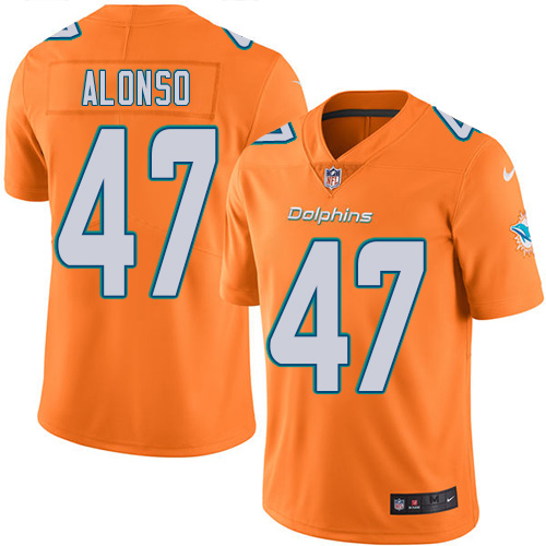 Miami Dolphins #47 Kiko Alonso Orange Youth Stitched Limited Rush Jersey Youth