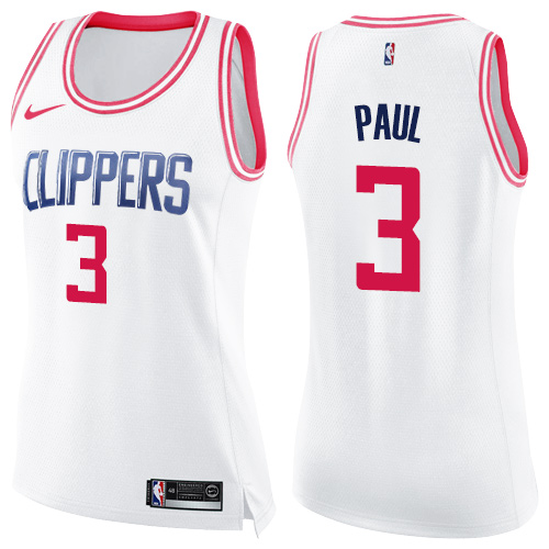 Los Angeles Clippers #3 Chris Paul White/Pink Womens Swingman Fashion Jersey Womens